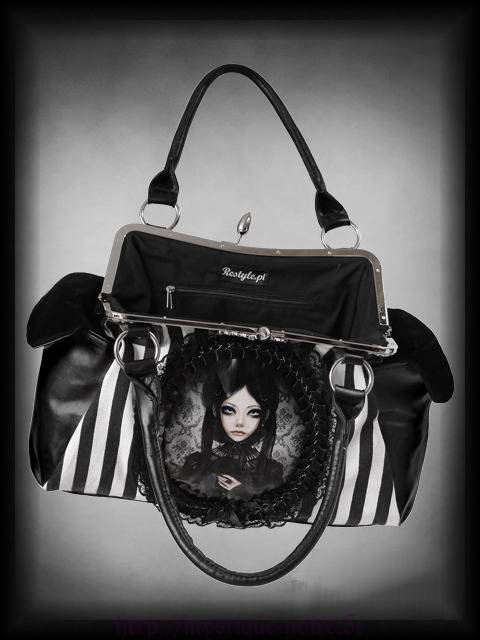 Victorian Gothic BLACK lace bag with handle n Strap by eshopmania